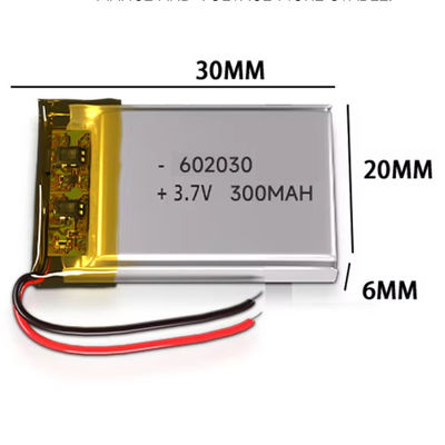 Καλή τιμή Δυνατή μπαταρία πολυμερούς Li 3.7V 602030 300mAh για φωτιστικά και ηλεκτρικά παιχνίδια σε απευθείας σύνδεση